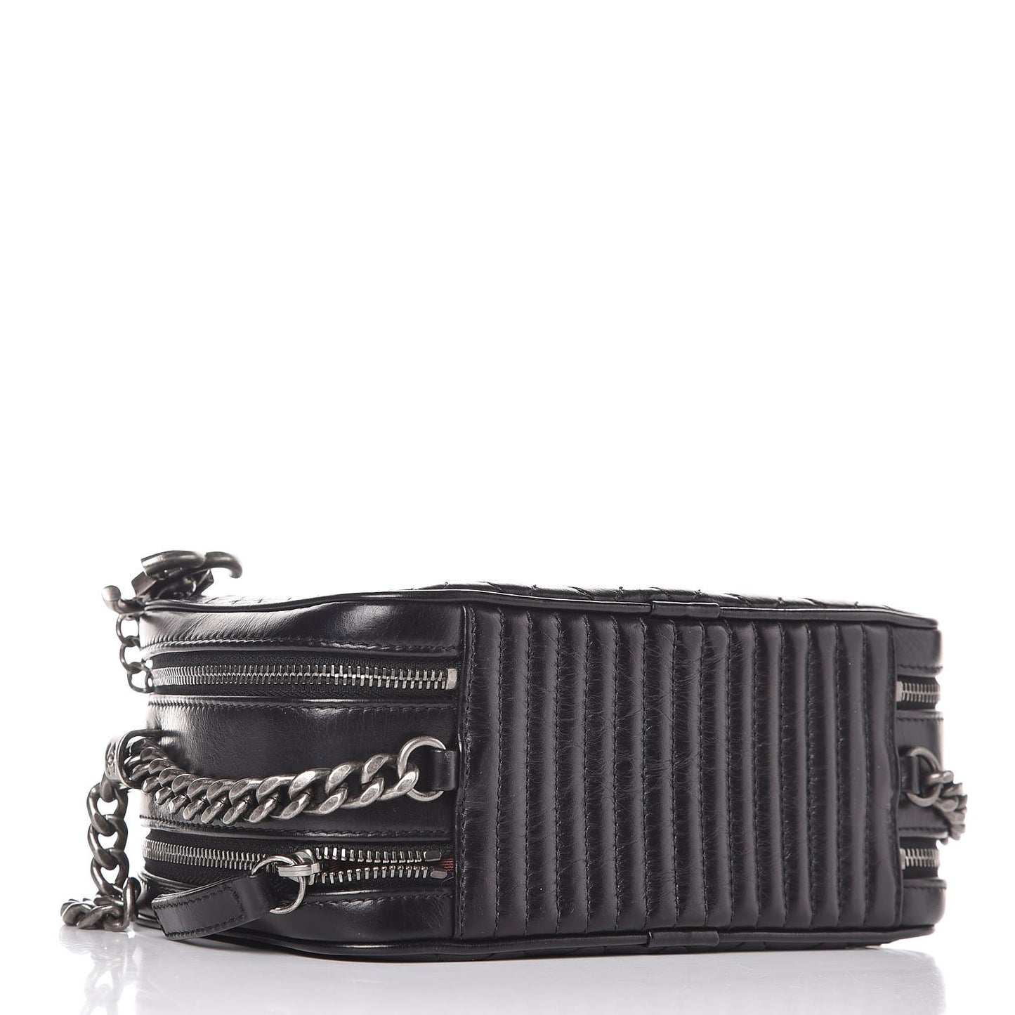 Glazed Calfskin Small Coco Boy Camera Case Black