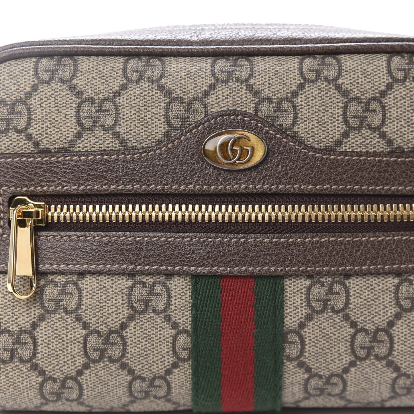 GG Supreme Monogram Web Small Ophidia Belt Bag 85 34 Dark Brown