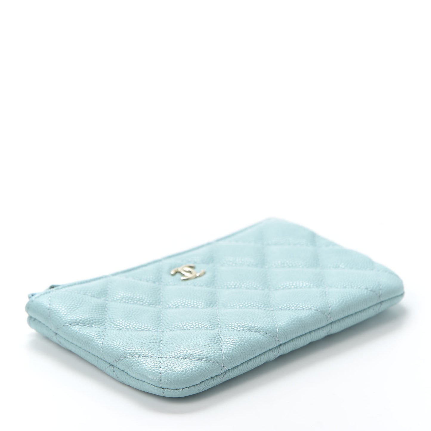 Caviar Quilted Small Cosmetic Case Light Blue