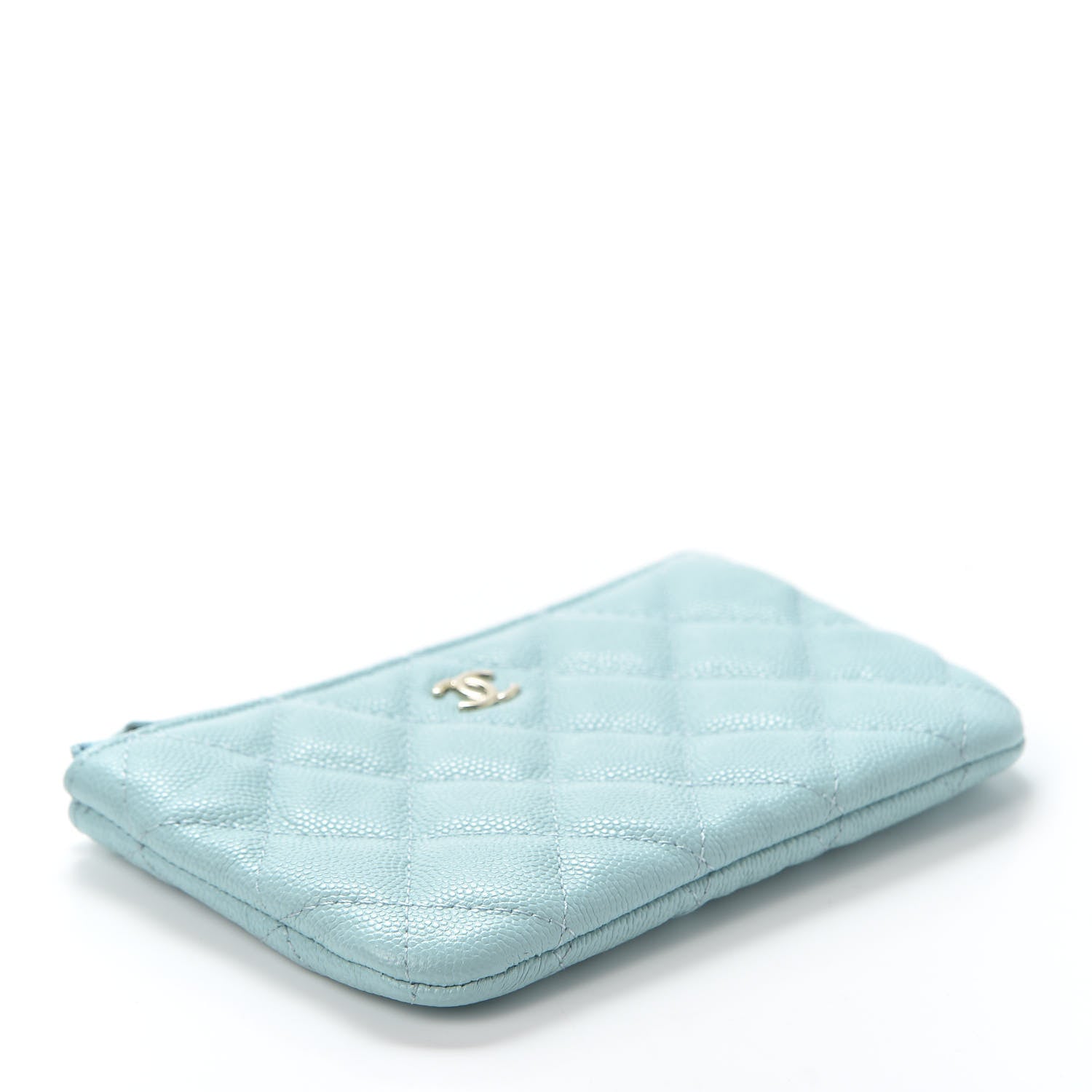 Chanel Caviar Quilted Small Cosmetic Case Light Blue 3 of 9