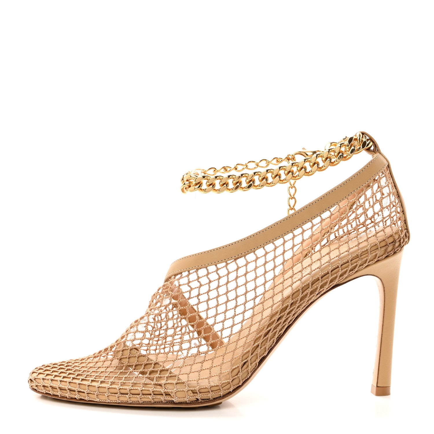 Bottega Veneta Mesh Nappa Chunky Chain Sandals 39 Beige Pony 1 of 7