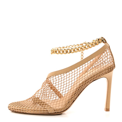 Bottega Veneta Mesh Nappa Chunky Chain Sandals 39 Beige Pony 1 of 7