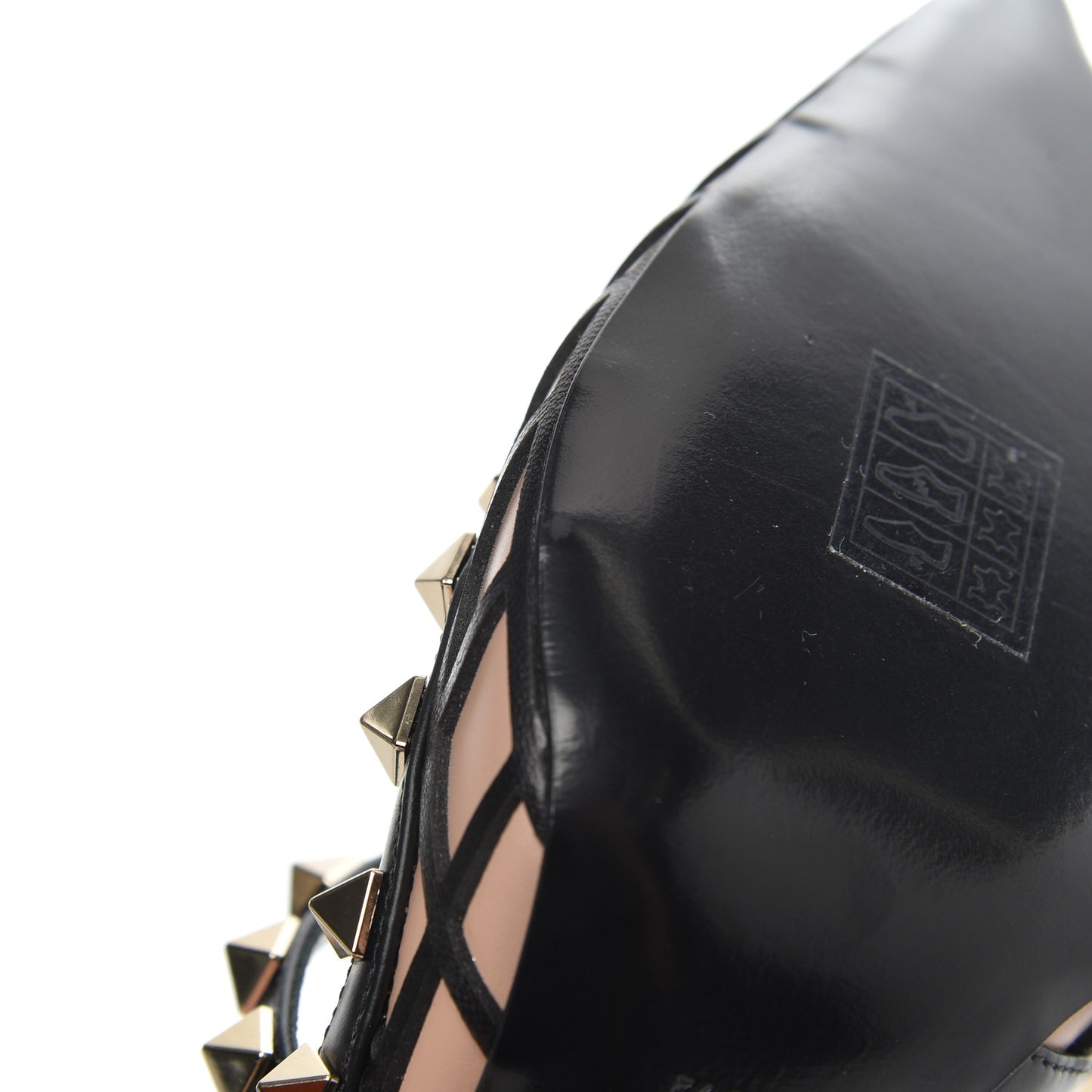 Calfskin Nappa Boudoir Rockstud Ankle Strap 100mm Pumps 36.5 Rose Cannelle Black