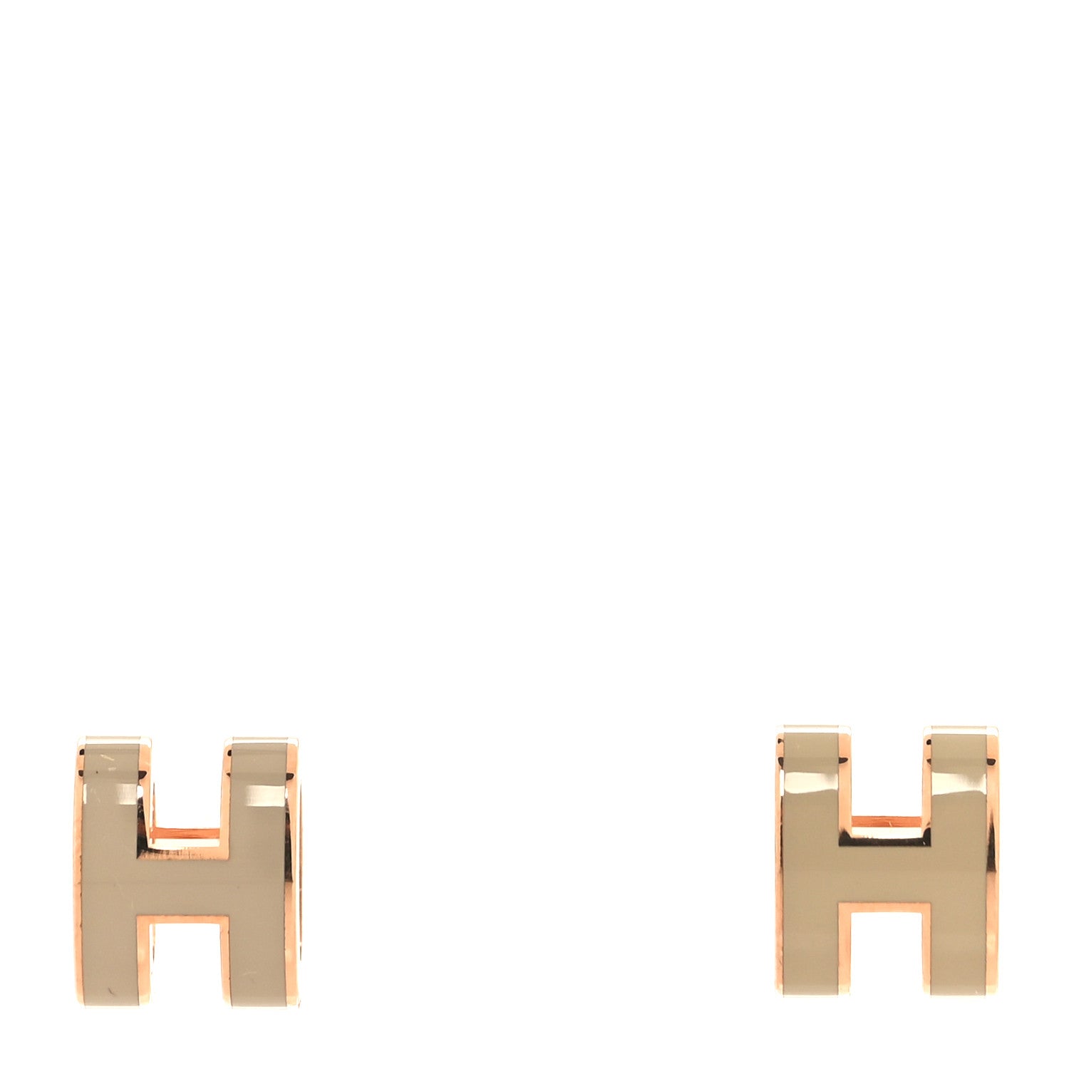 Hermes Rose Gold Lacquered Mini Pop H Earrings Marron Glace 1 of 6