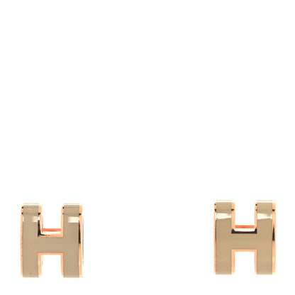 Hermes Rose Gold Lacquered Mini Pop H Earrings Marron Glace 1 of 6
