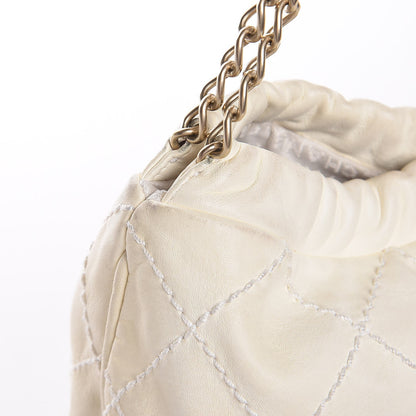 Chanel Lambskin Stitched Camellia Shoulder Bag White 13 of 14