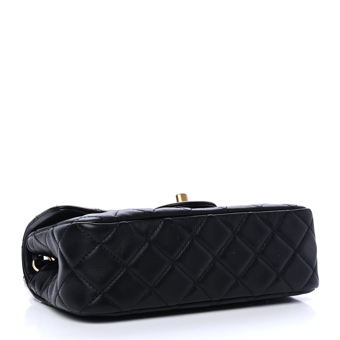 Lambskin Quilted Mini Rectangular Pearl Crush Flap Black