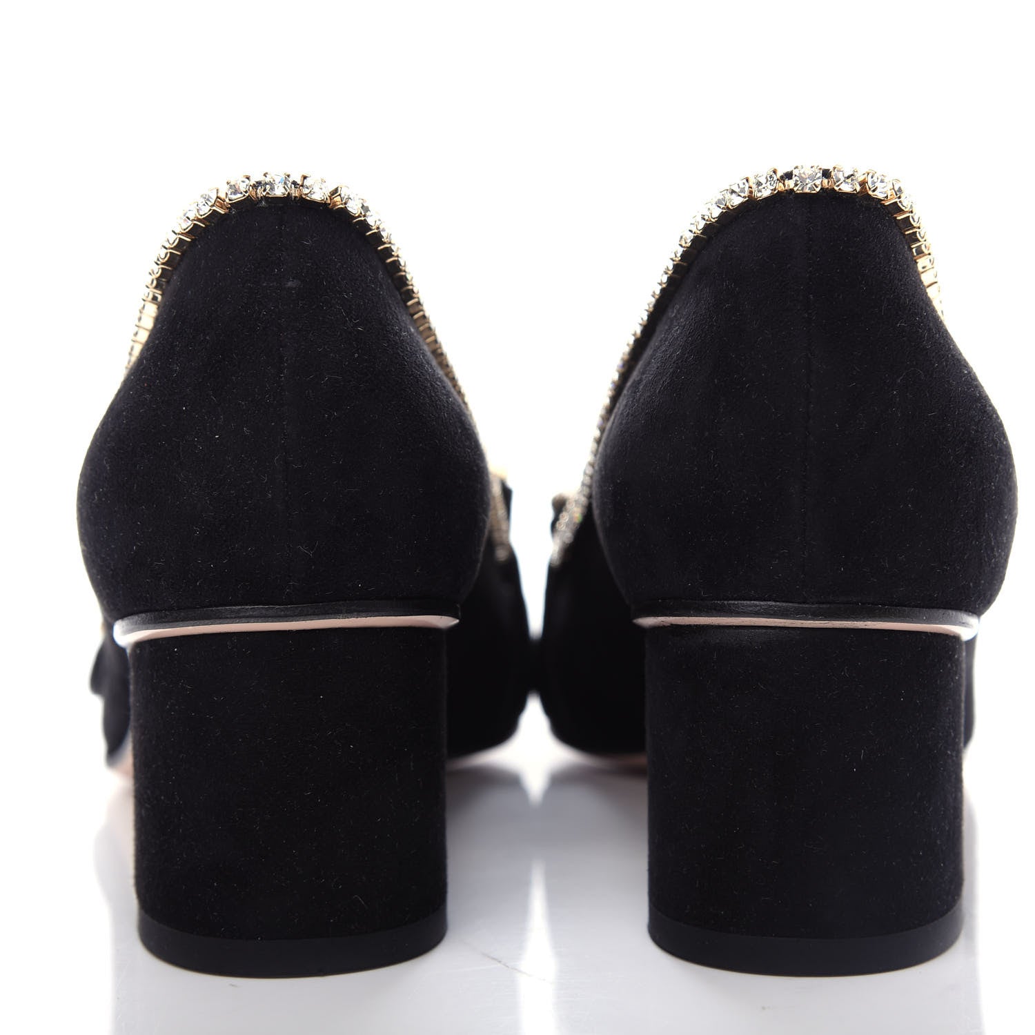 Gucci Kid Scamosciato Crystal GG Marmont Fringe 50mm Loafer Pumps 35.5 Black 7 of 10