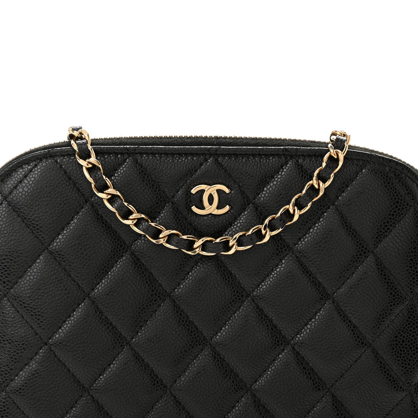 Caviar Quilted Classic Clutch With Chain Black