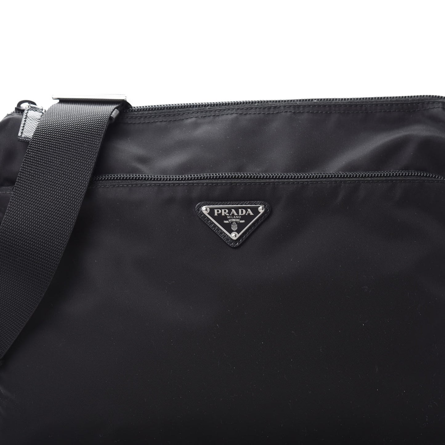 Nylon Tessuto Messenger Bag Black
