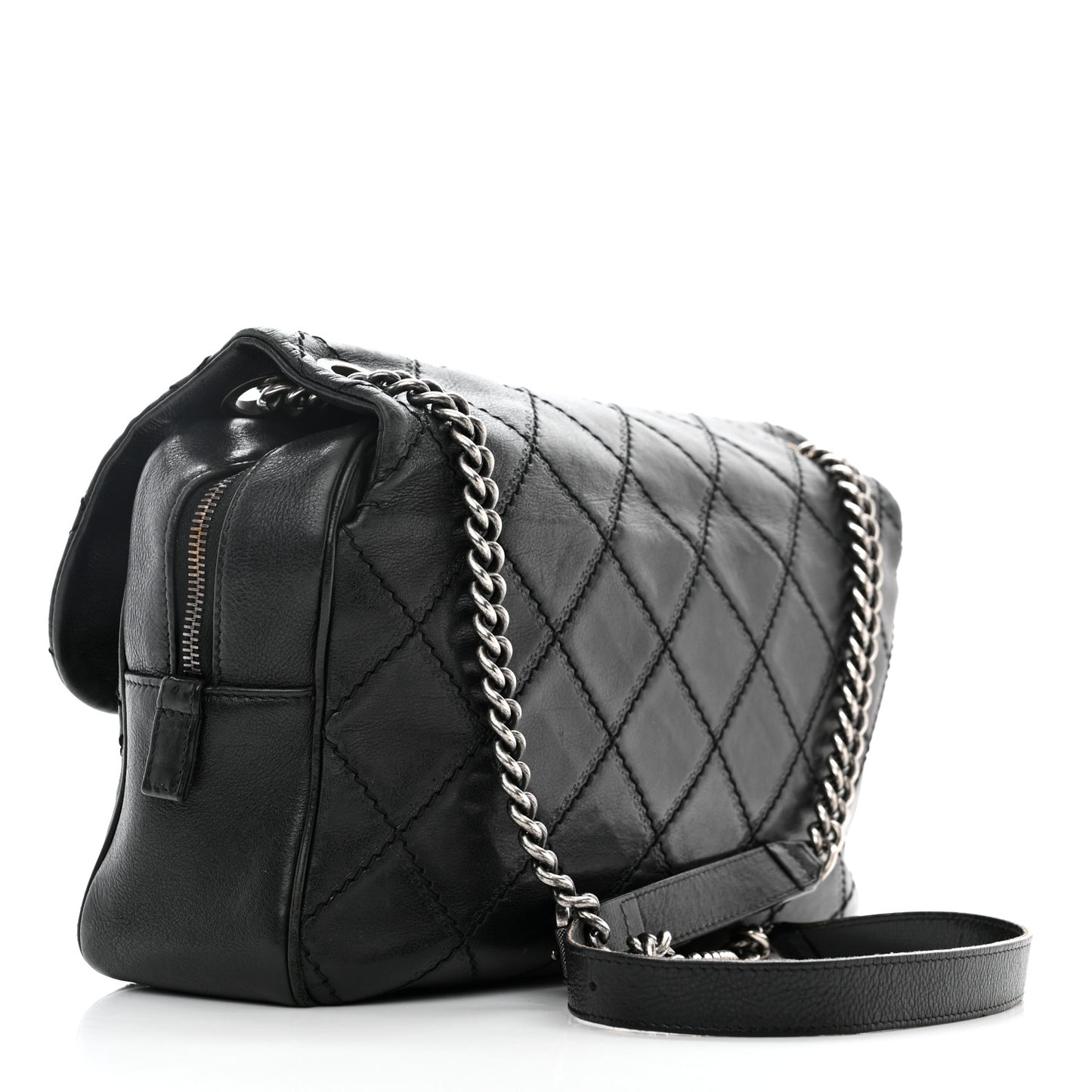 Calfskin Quilted Jumbo Coco Sporran Flap Black