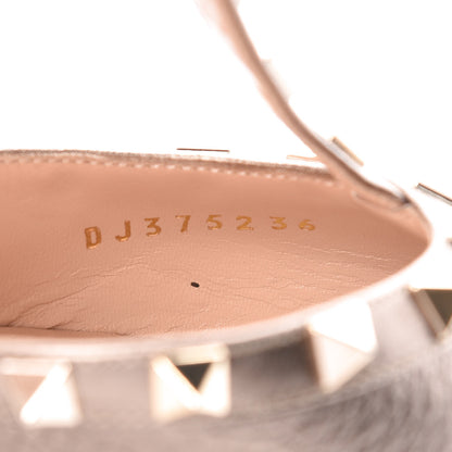 Valentino Garavani Metallic Pebbled Calfskin Rockstud Ankle Strap 65mm Pumps 36 Sasso 8 of 9