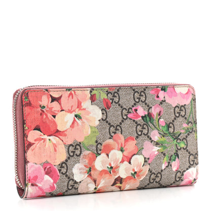 Gucci GG Supreme Monogram Blooms Zip Around Wallet Beige Multicolor Dry Rose 3 of 7