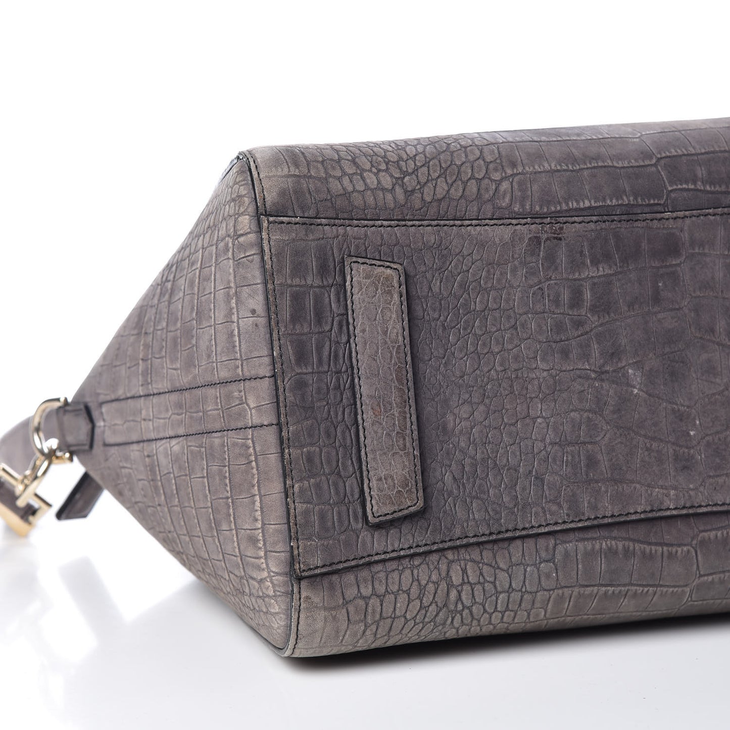 Nubuck Crocodile Embossed Medium Antigona Washed Black