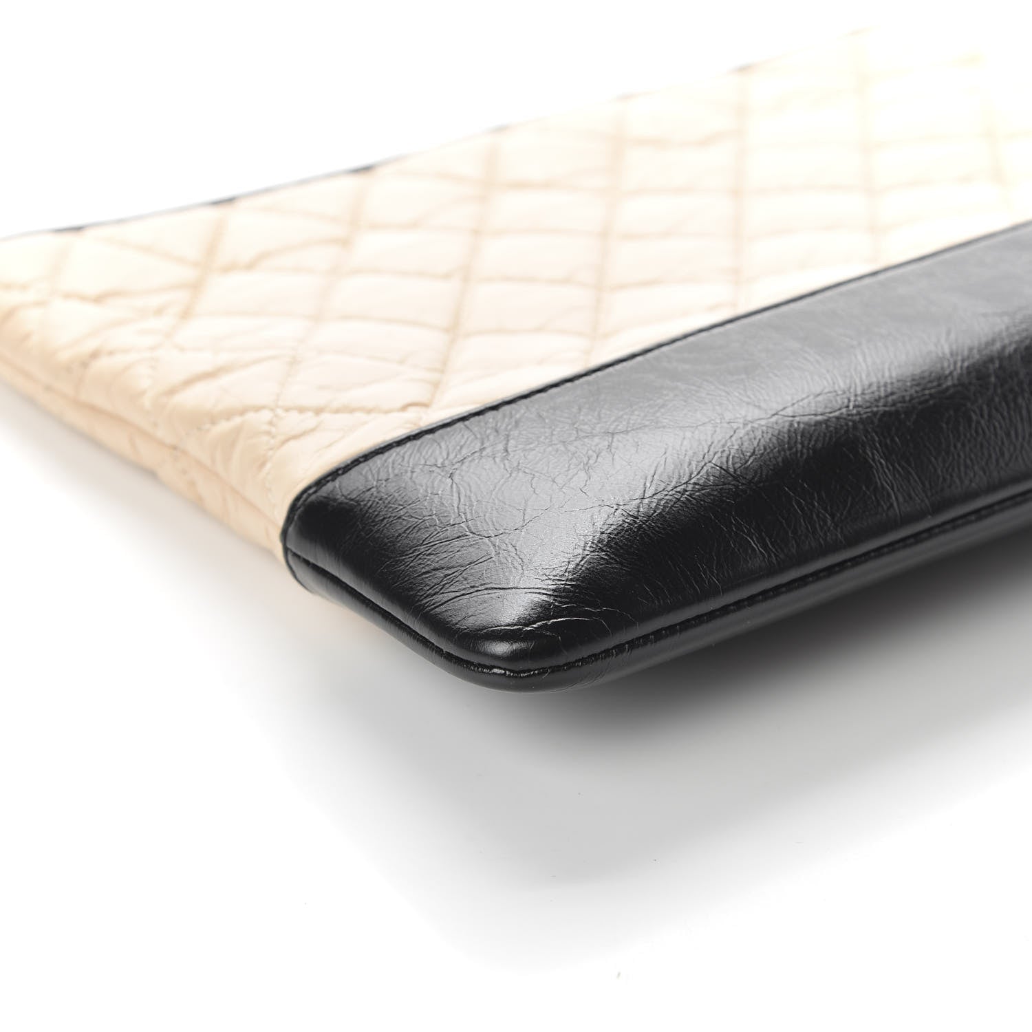 Chanel Aged Calfskin Quilted Medium Gabrielle Cosmetic Case Beige Black 6 of 10