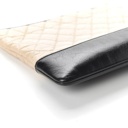 Chanel Aged Calfskin Quilted Medium Gabrielle Cosmetic Case Beige Black 6 of 10