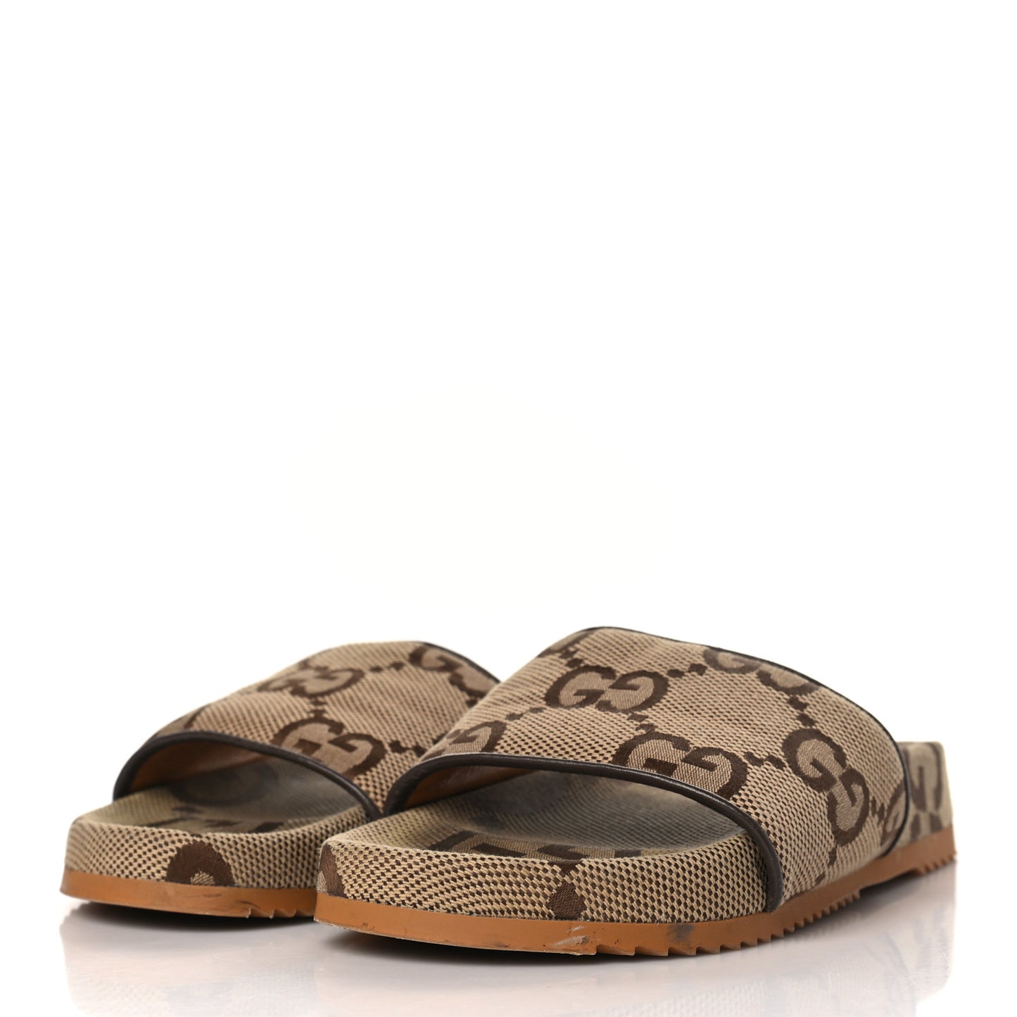 Monogram Jumbo GG Mens Slide Sandals 6 Camel Ebony