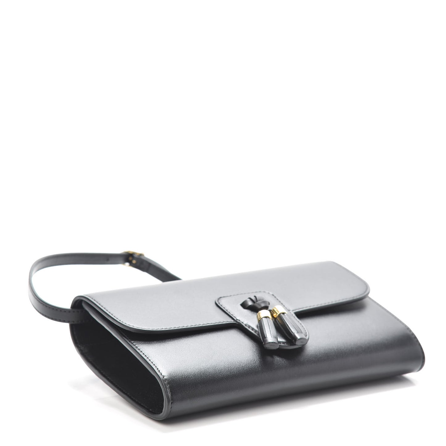 Smooth Calfskin Tassel Belt Bag Black