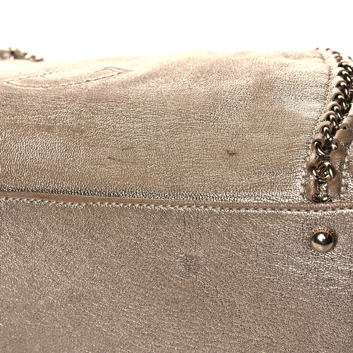 Metallic Goatskin Large Luxe Ligne Bowler Gold