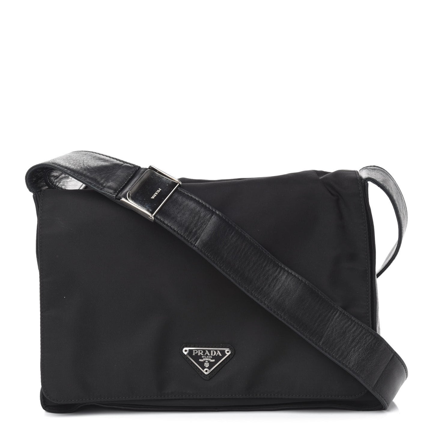 Nylon Tessuto Messenger Bag Black