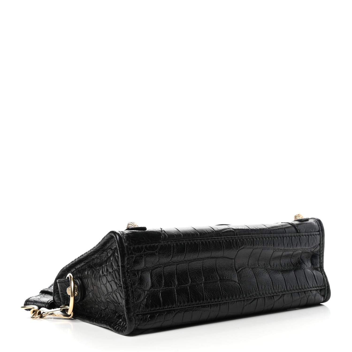 Balenciaga Calfskin Crocodile Embossed Giant 12 Gold Hardware Mini City Black 3 of 4