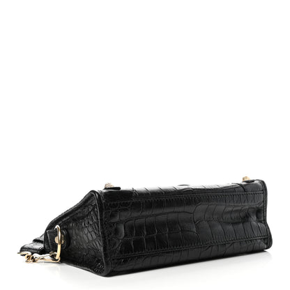 Balenciaga Calfskin Crocodile Embossed Giant 12 Gold Hardware Mini City Black 3 of 4