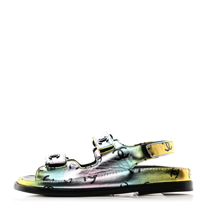 Chanel Laminated Lambskin Printed CC Dad Sandals 36 Multicolor Black 1 of 9