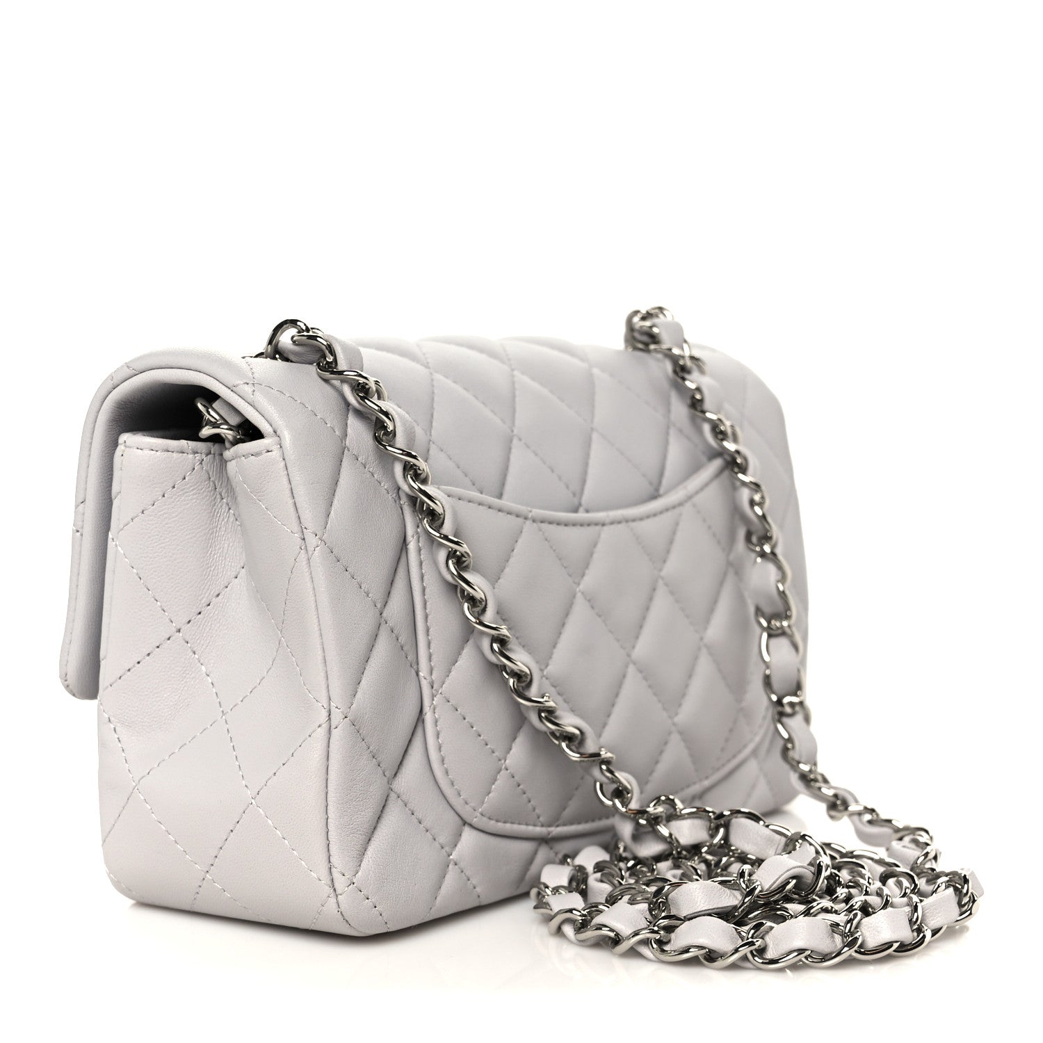 Chanel Lambskin Quilted Mini Rectangular Flap Grey 3 of 11