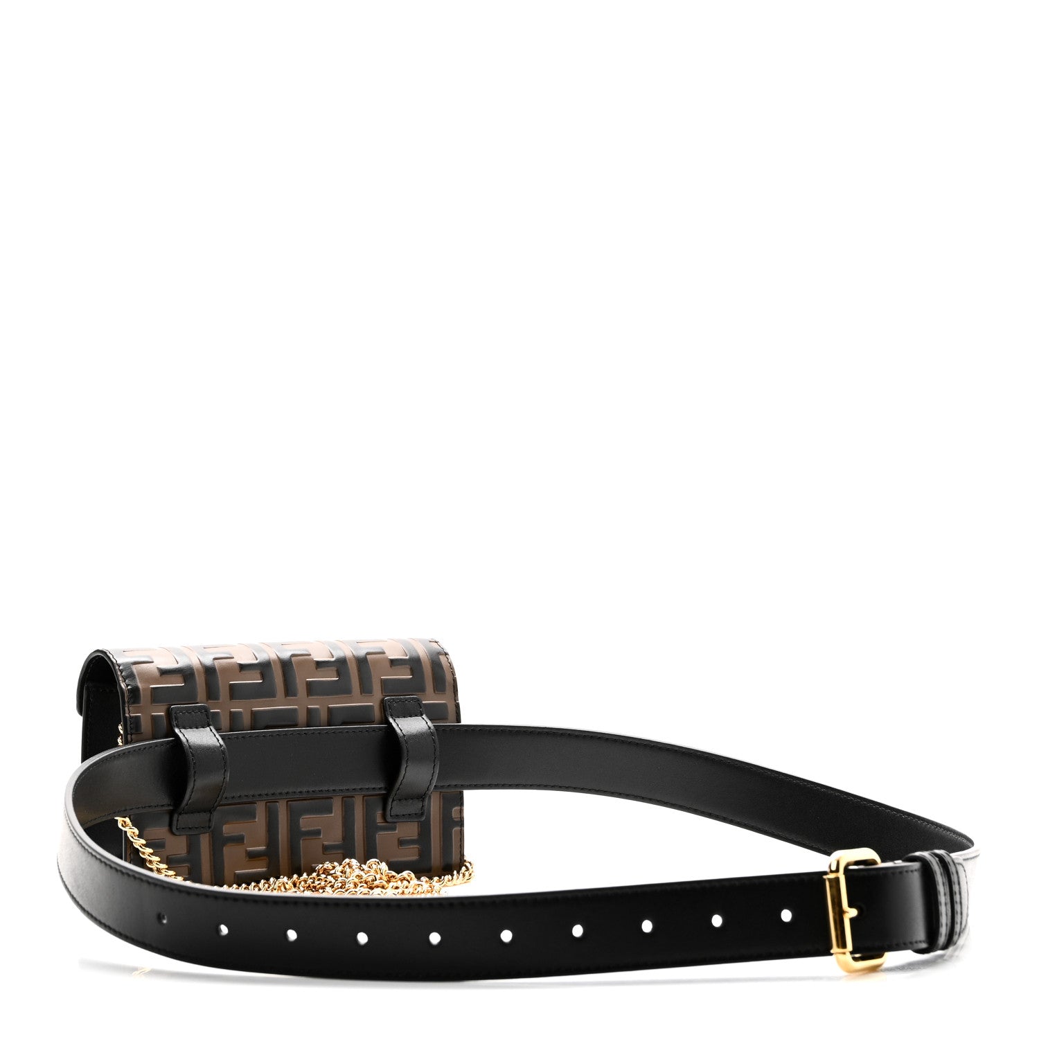 Fendi Vitello Liberty F is Fendi Bi-Color FF 1974 Embossed Envelope Belt Bag Maya Black 3 of 11