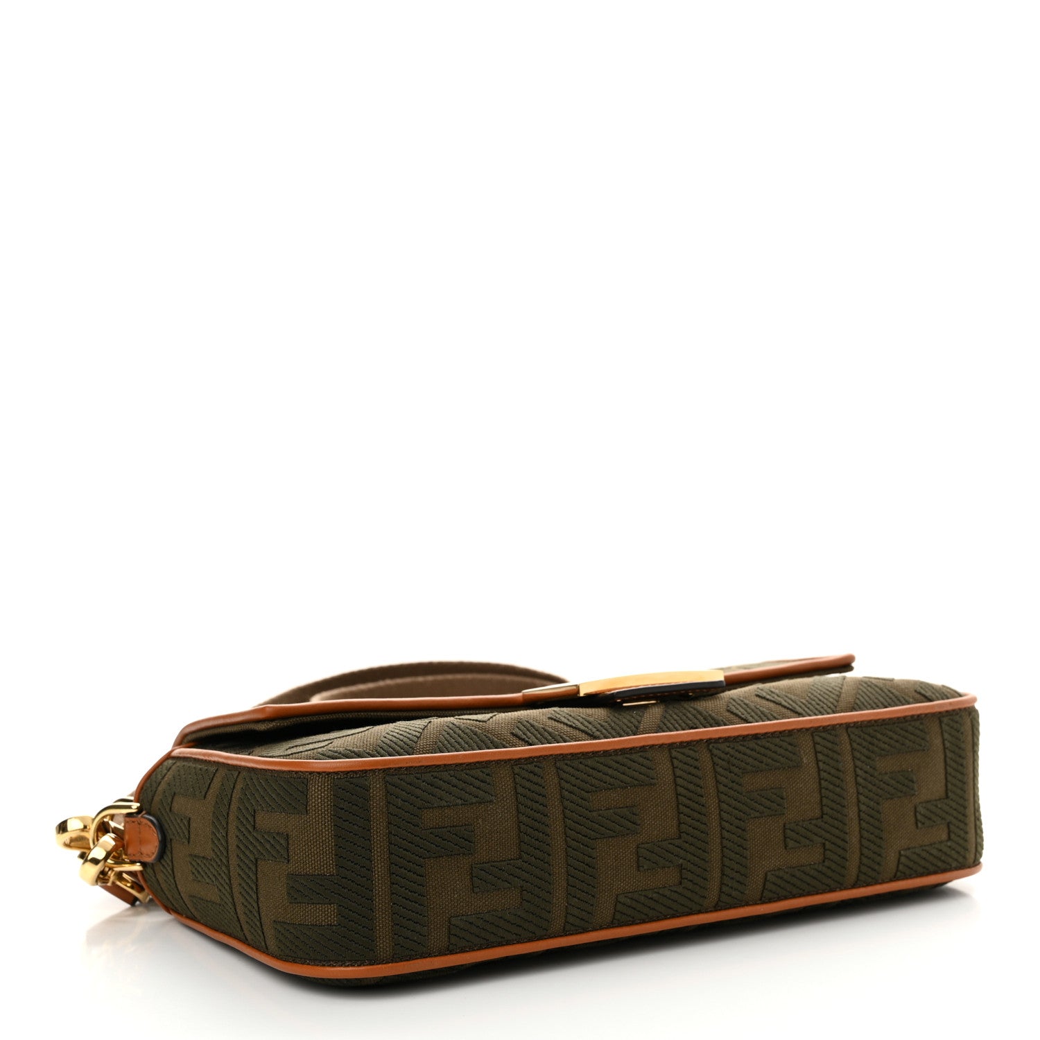 Fendi Canvas Vitello King FF Embroidered Baguette Amazzonia Cuoio 4 of 10