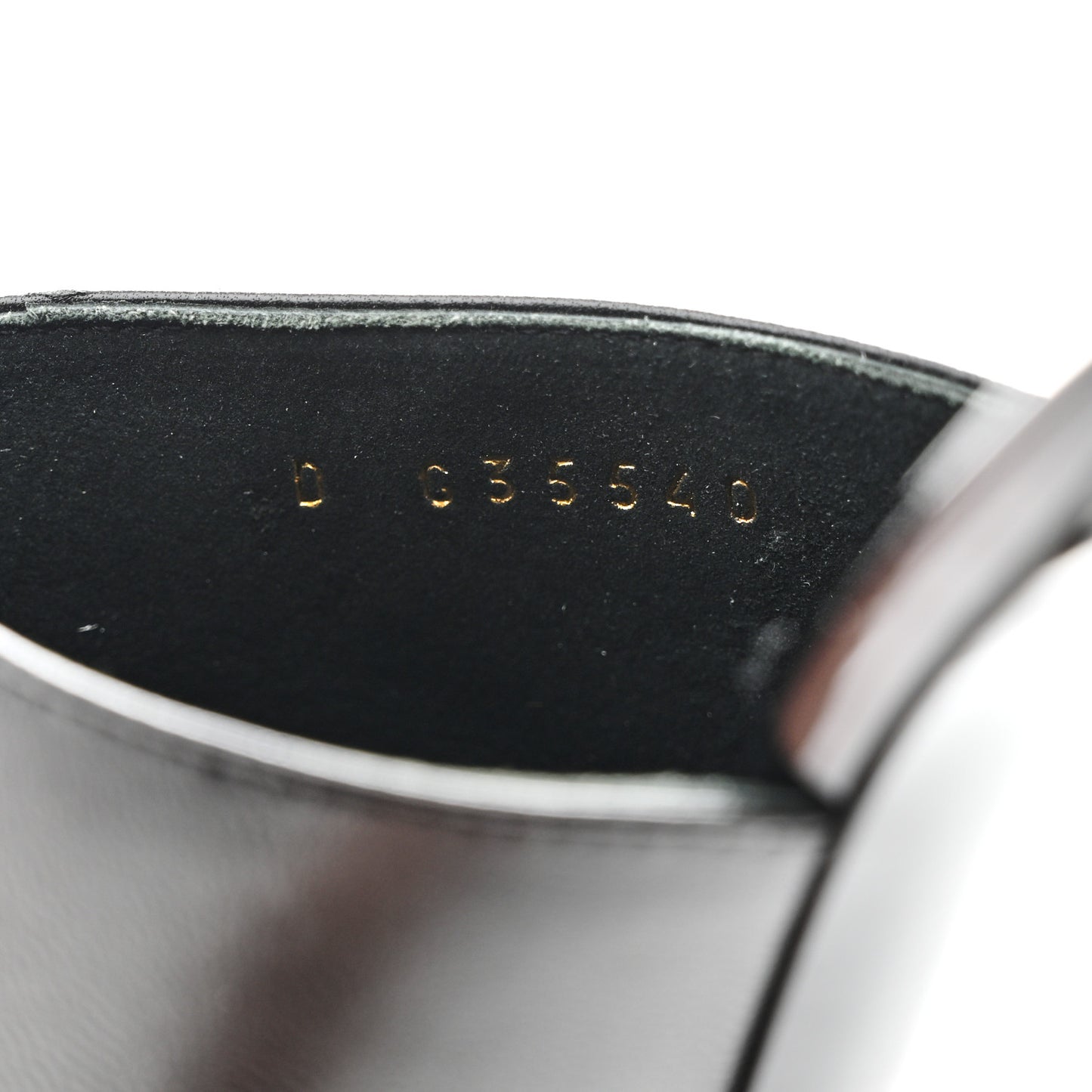 Lambskin Patent Cap Toe Pearl Mules 38.5 Black