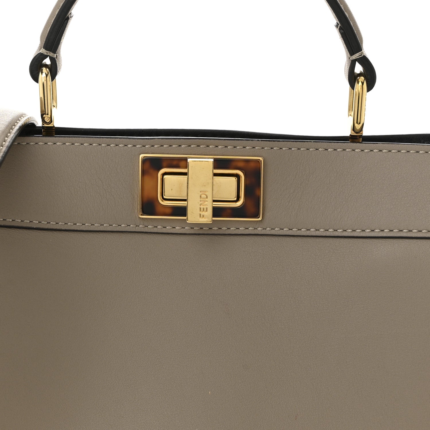 Fendi Vitello Seta Shiny Nappa Plexiglass Bi-Color Small Peekaboo I SEE U Satchel Tartaruga Black 8 of 11
