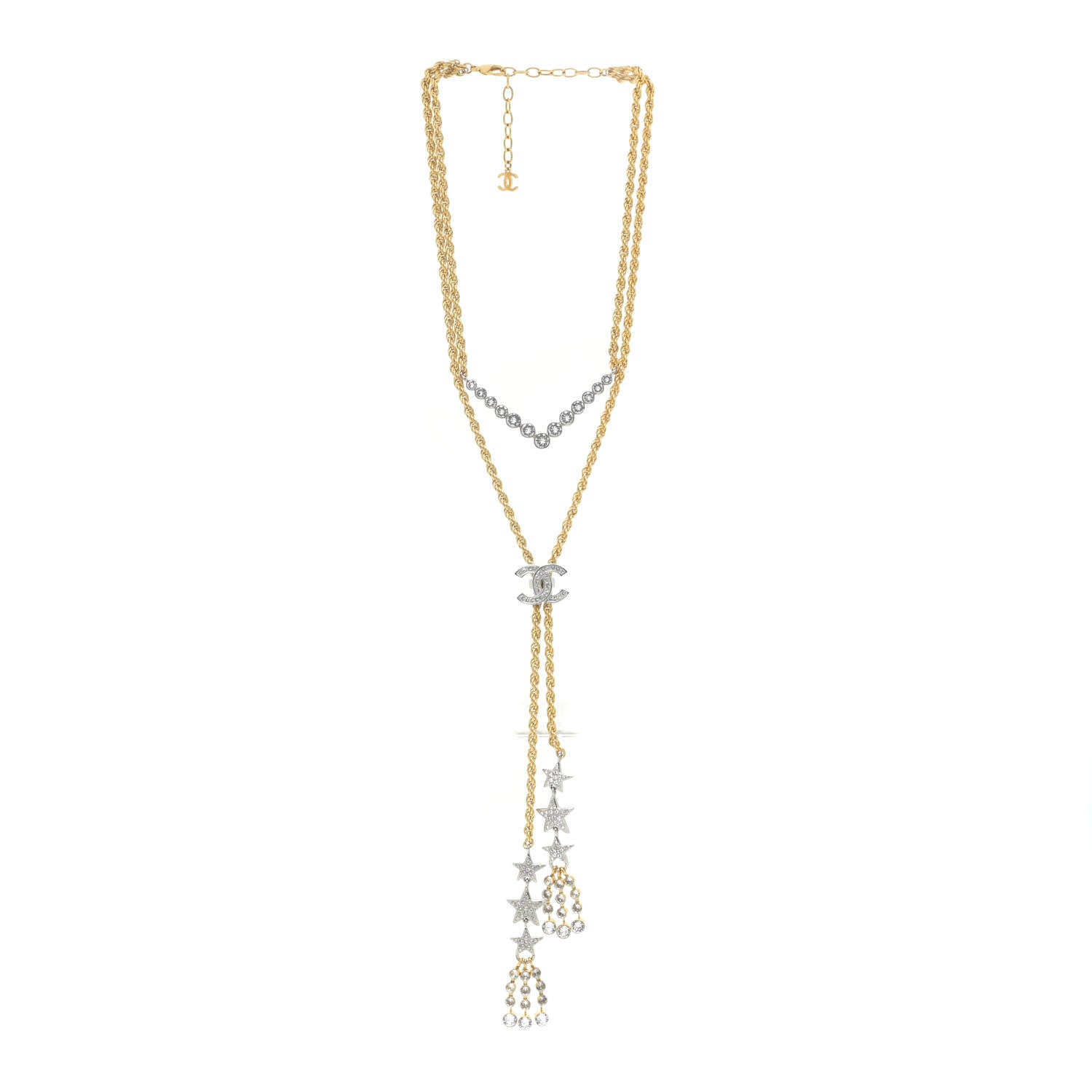 Chanel Crystal CC Star Necklace Gold 3 of 9