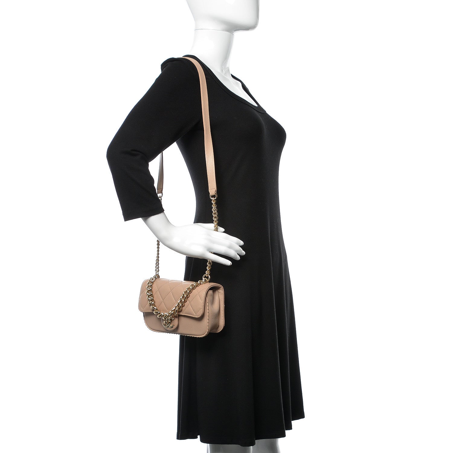 Chanel Caviar Quilted Mini Studded Flap Beige 2 of 11
