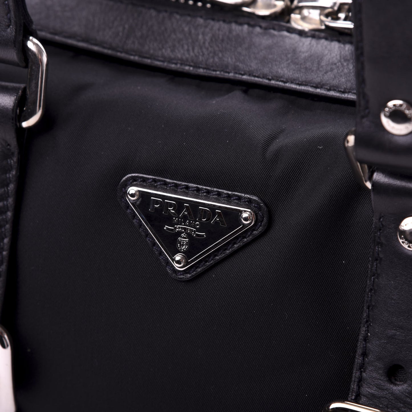 Tessuto Nylon Soft Calf Satchel Black