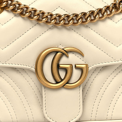 Gucci Calfskin Matelasse Mini GG Marmont Shoulder Bag White 8 of 10