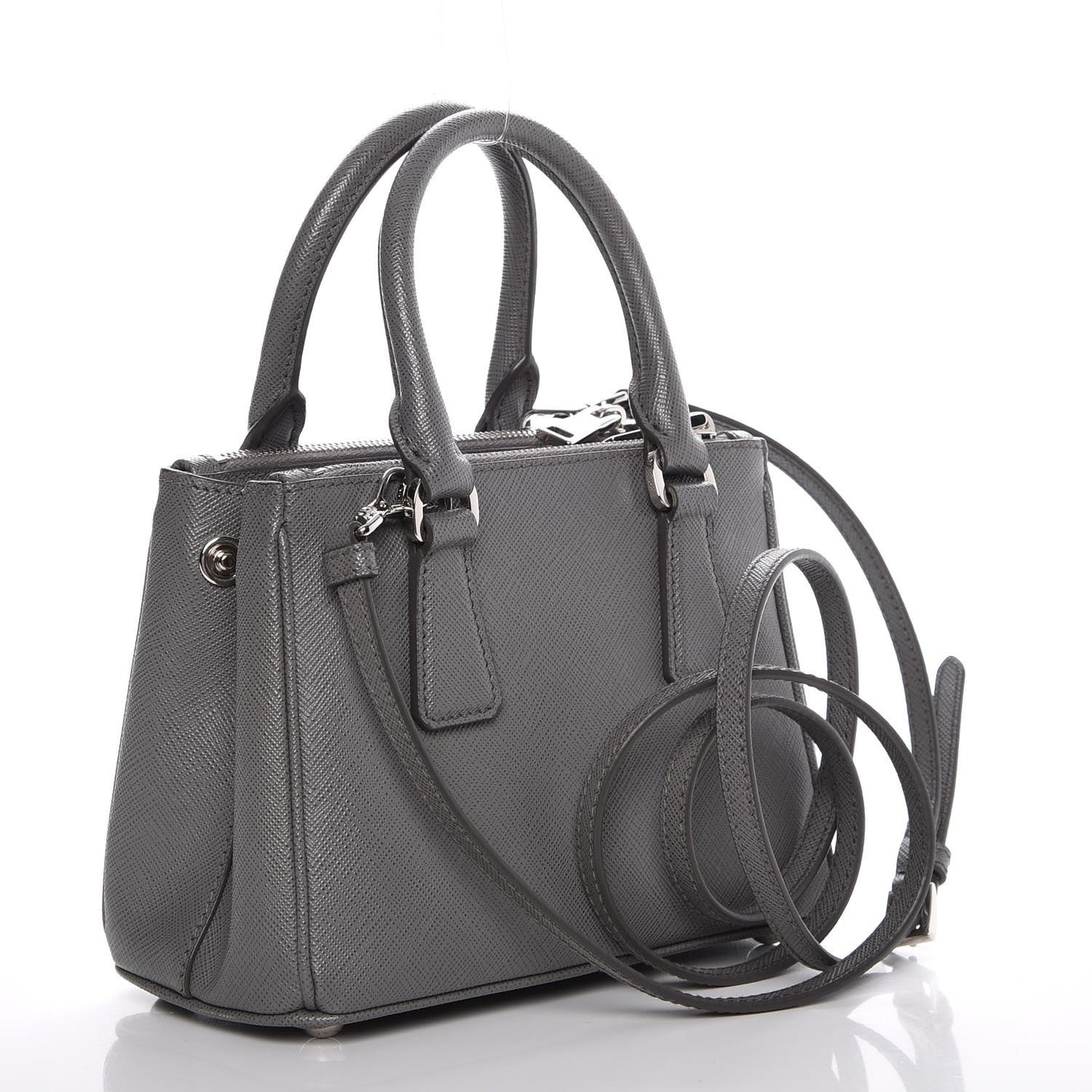 Saffiano Mini Galleria Double Zip Tote Marmo