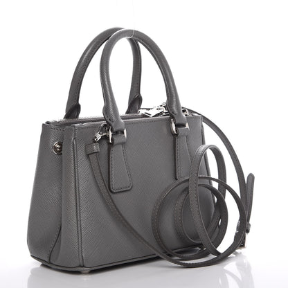 Prada Saffiano Mini Galleria Double Zip Tote Marmo 5 of 9