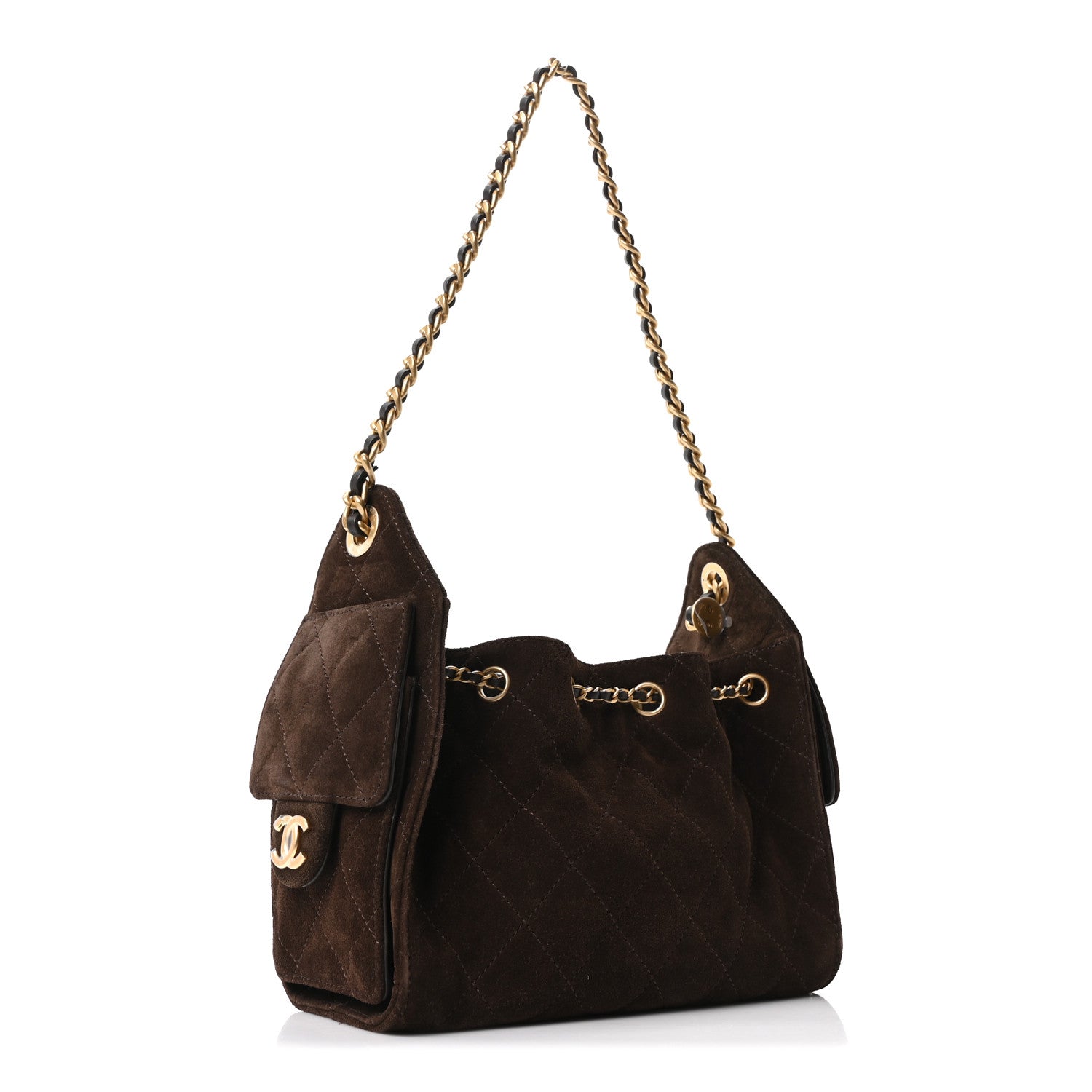 Chanel Suede Quilted Mini Chanel 25 Handbag Dark Brown 4 of 21