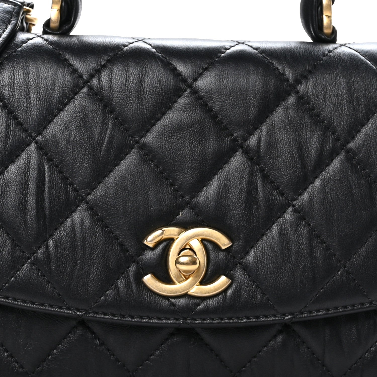 Chanel Crumpled Lambskin Quilted Small CC Links Top Handle Flap Black 8 of 11