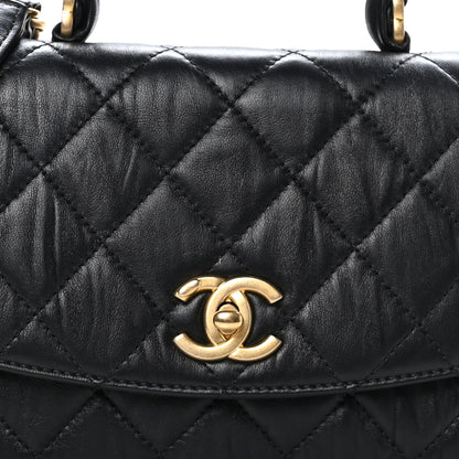 Chanel Crumpled Lambskin Quilted Small CC Links Top Handle Flap Black 8 of 11