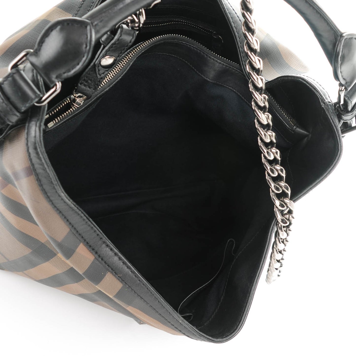 Smoked Check Large Chain Hobo Black