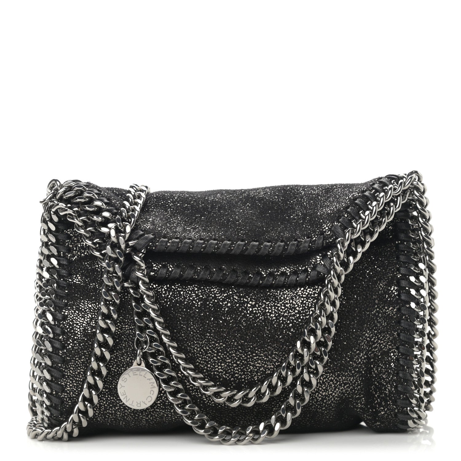 Stella McCartney Chamois Shiny Dotted Tiny Falabella Fold Over Tote Ruthenium 1 of 10