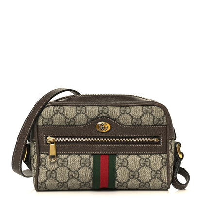Gucci GG Supreme Monogram Web Mini Ophidia Shoulder Bag Brown 1 of 10