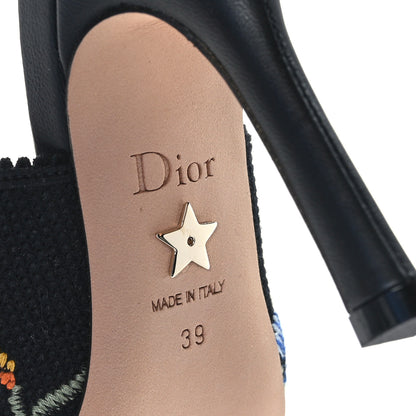 Christian Dior Ribbon Petites Fleurs Embroidered J'Adior Slingback 100mm Pumps 39 Black 7 of 8