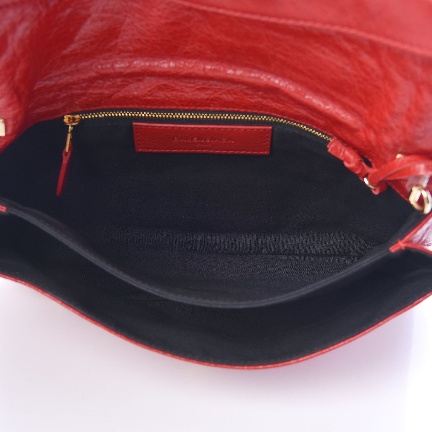 Agneau Giant 12 Gold Hardware Envelope Strap Clutch Rouge Lipstick