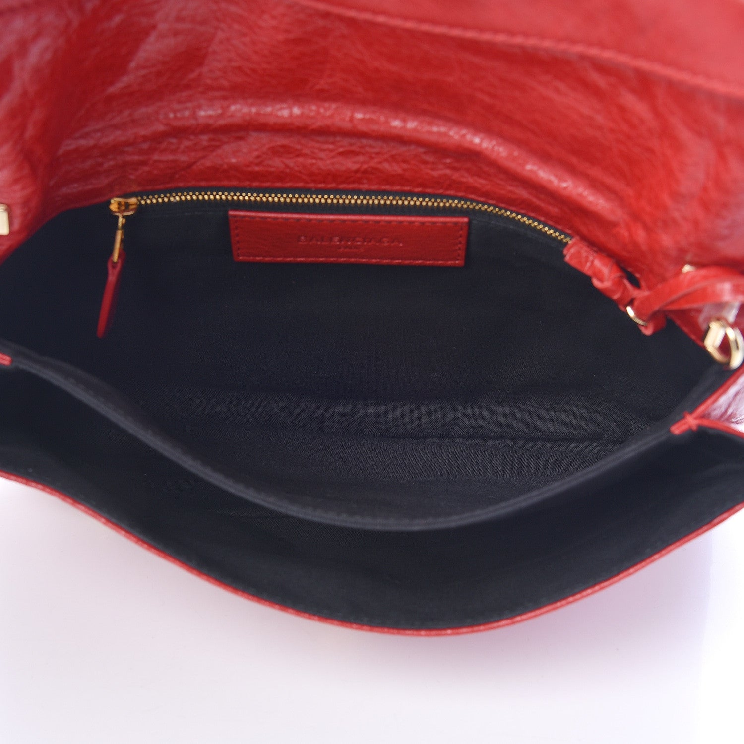 Balenciaga Agneau Giant 12 Gold Hardware Envelope Strap Clutch Rouge Lipstick 5 of 10
