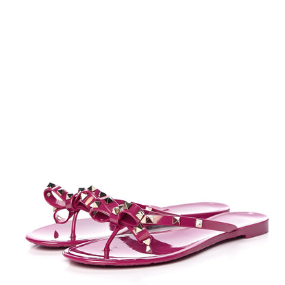 Valentino Garavani PVC Jelly Rockstud Bow Thong Sandals 41 Deep Cyclamin 3 of 8