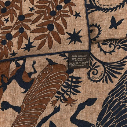 Hermes Silk Sous Le Charme d'Orphee Double Face Scarf 140 Caramel Caban Noisette 3 of 3