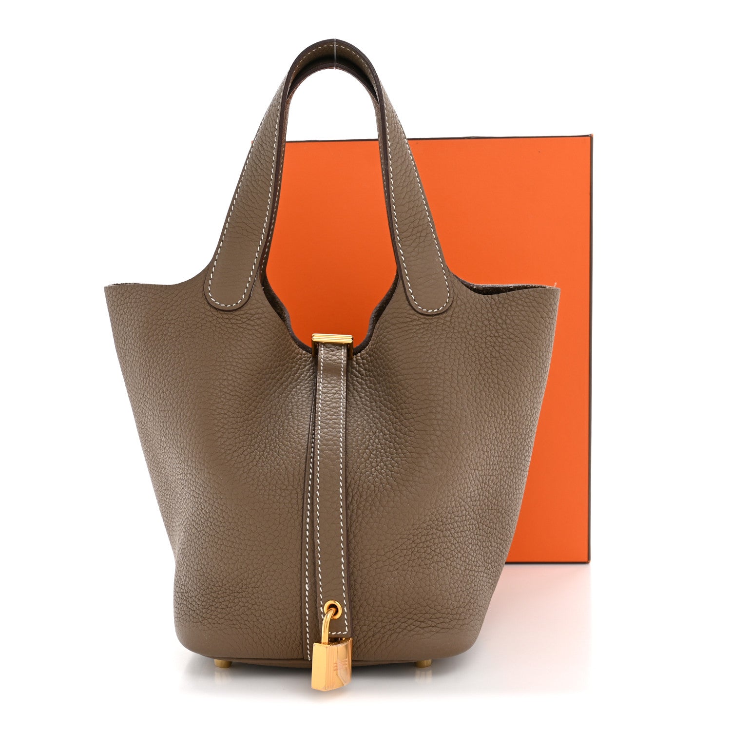 Hermes Taurillon Clemence Picotin Lock 18 PM Etoupe 14 of 14